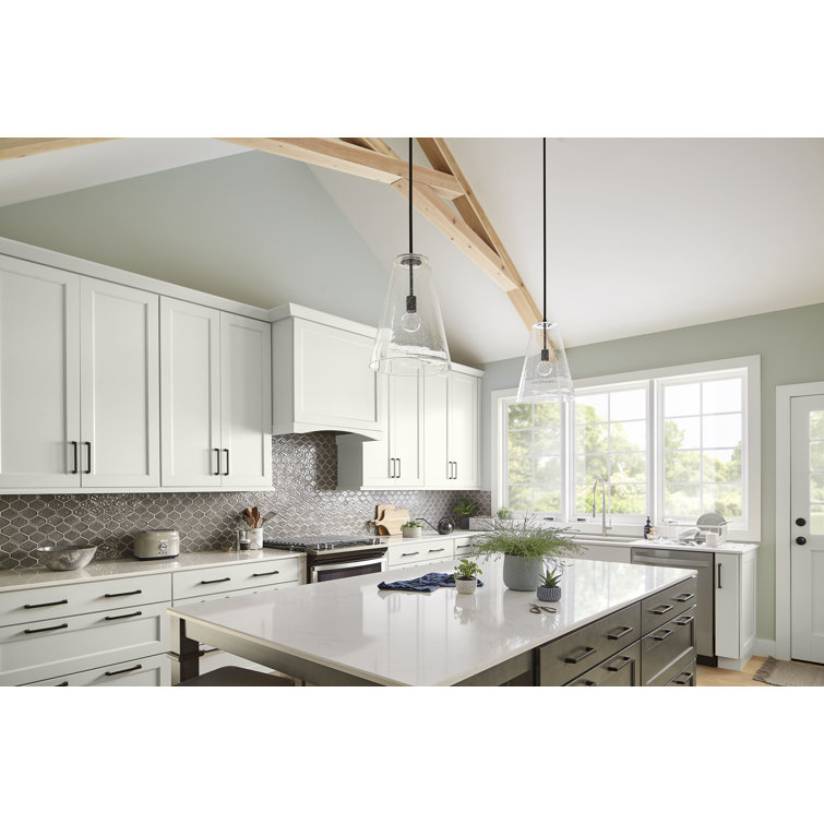 Vance Satin Black 1-Light Pendant with Clear Seedy Glass