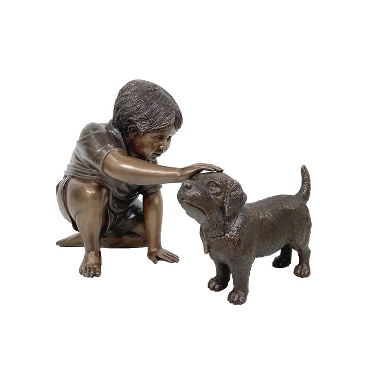 Handcrafted Bronze Dog Statue with Weather Resistant Finish