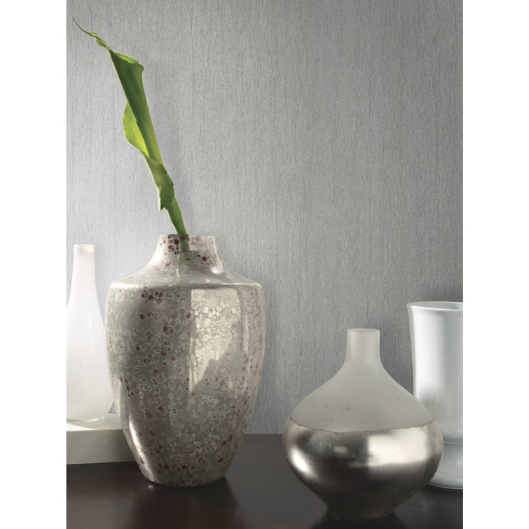 Grey Non-Woven Natural Texture Removable Wallpaper