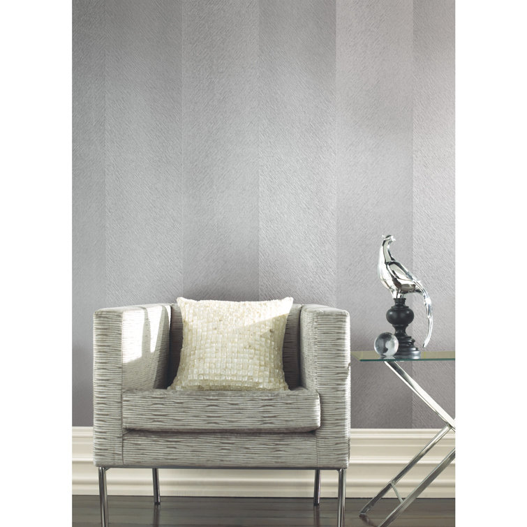 Gray Etched Chevron Non-Pasted Washable Wallpaper Roll