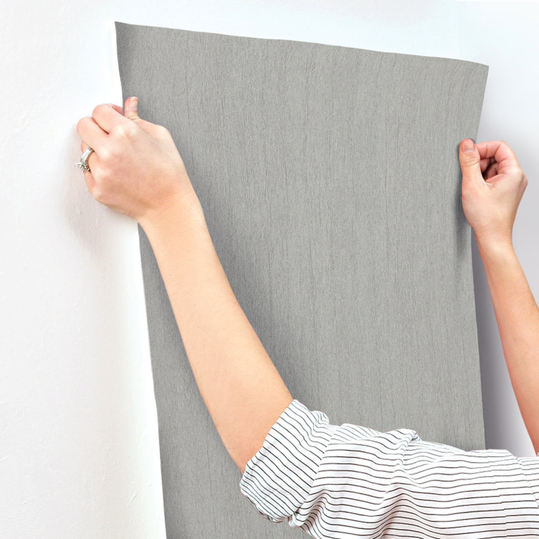 Grey Non-Woven Natural Texture Removable Wallpaper