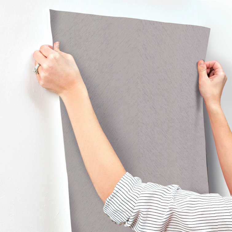 Gray Etched Chevron Non-Pasted Washable Wallpaper Roll