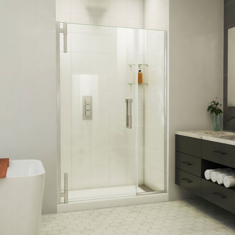Ascend 47" Frameless Pivot Shower Door in Brushed Nickel