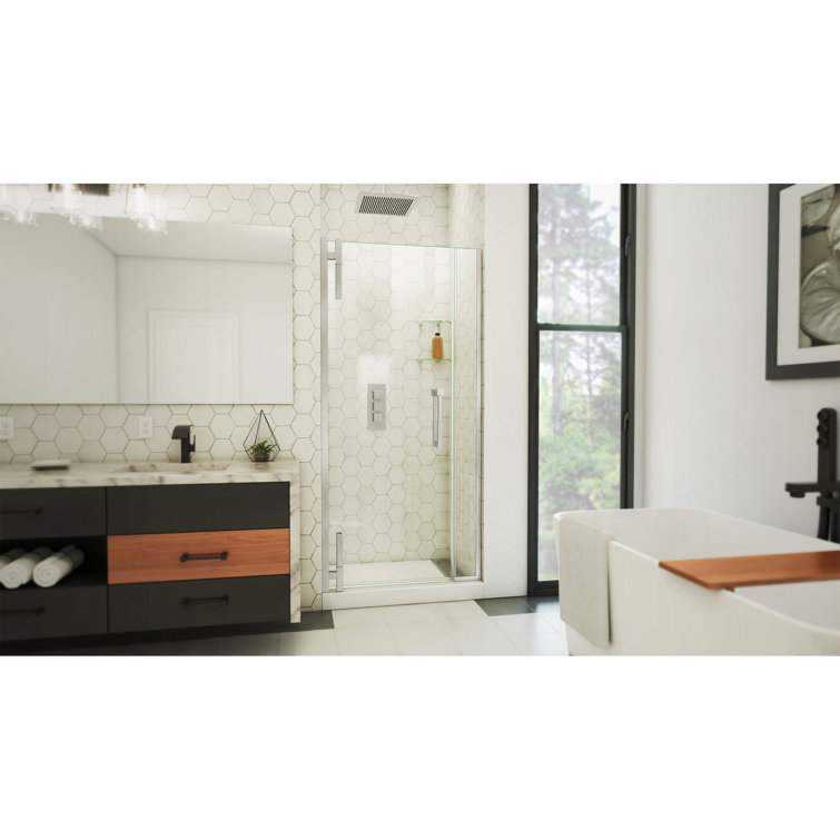 Ascend Frameless Nickel Pivot Shower Door, 36-37" W x 72" H