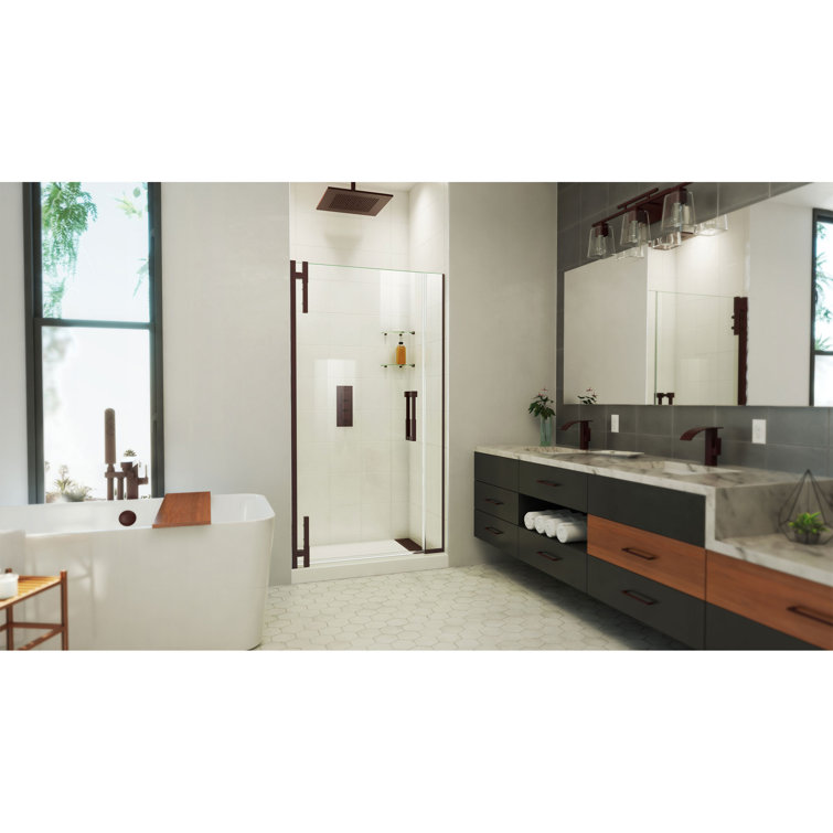 Ascend 41" Frameless Clear Glass Pivot Shower Door in Bronze