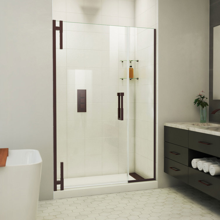 Ascend Frameless Pivot Shower Door in Oil Rubbed Bronze, 72 x 47.5 inches