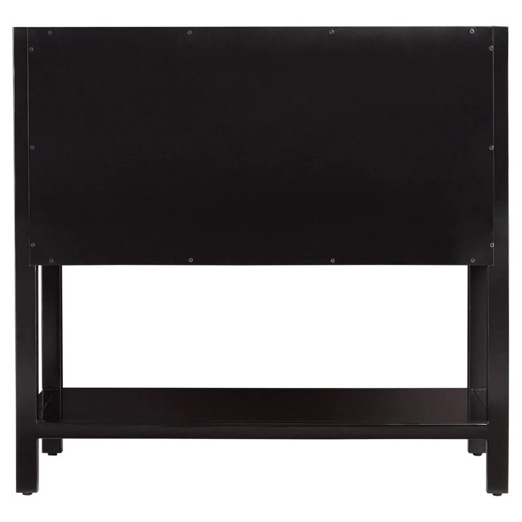 36'' Black Freestanding Bathroom Vanity with Arctic White Quartz Top