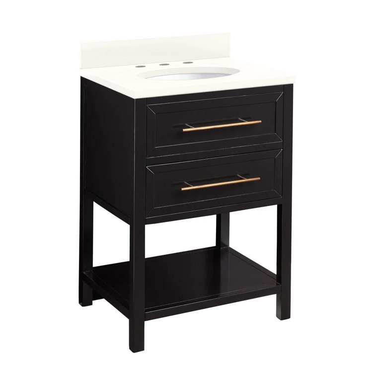 24" Black Single Bathroom Vanity with Exposed Shelf