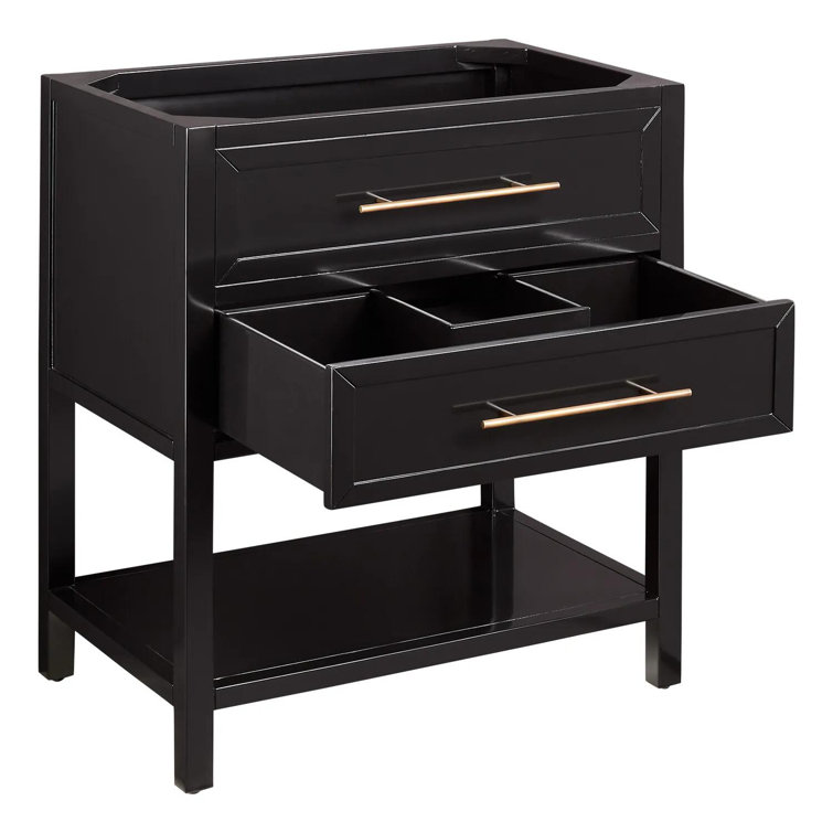Black Mahogany 30" Single Freestanding Bathroom Vanity with Brass Hardware