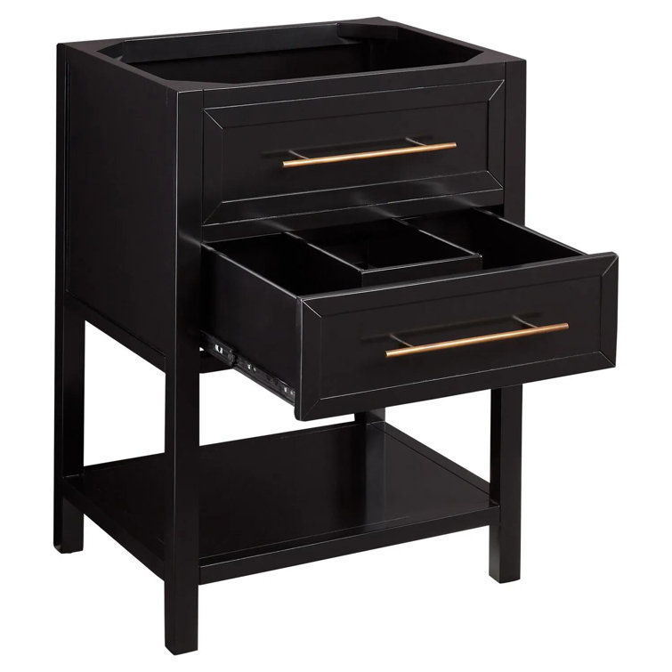 24" Black Single Bathroom Vanity with Exposed Shelf