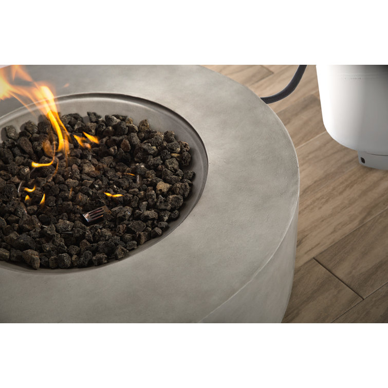 Natural Concrete Round Gas Fire Pit Table with Stainless Steel Burner