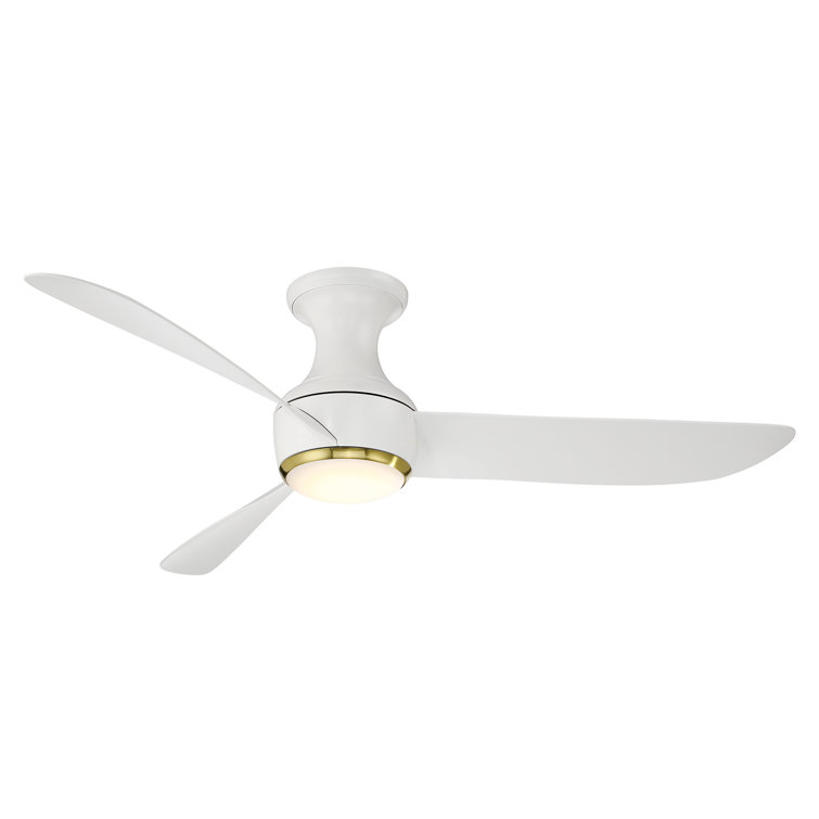 52" Soft Brass Matte White Smart Ceiling Fan with LED Light