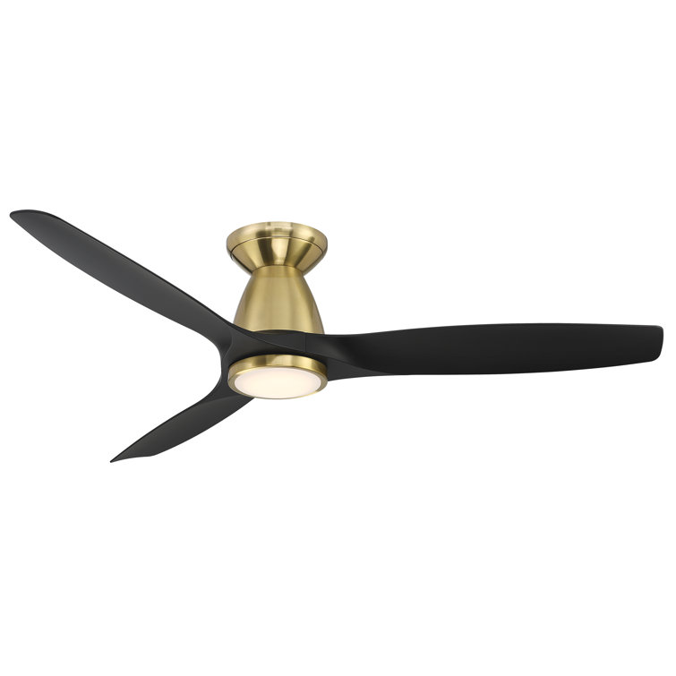 Skylark Smart 54'' Satin Brass Black LED Ceiling Fan with Remote