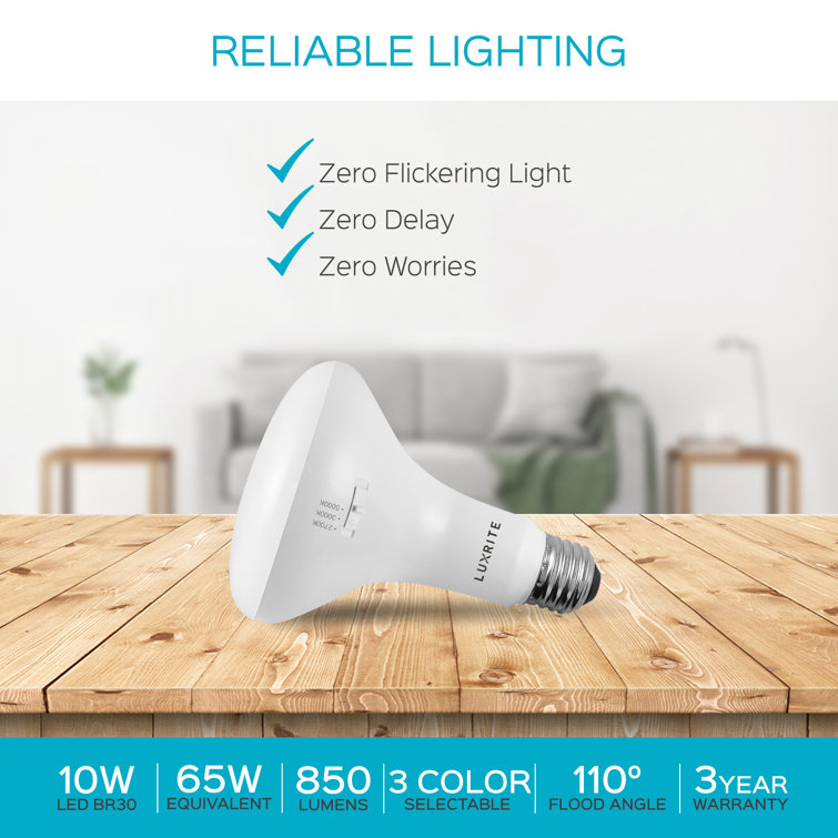 Luxrite 10W BR30 LED Dimmable Multi-Color Flood Light Bulbs