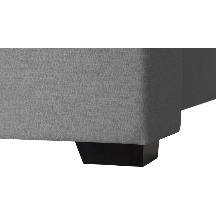 Gray Linen Twin Upholstered Wood Frame Bed with Tall Headboard