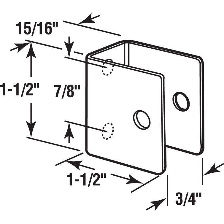 Stainless Steel Satin Finish U-Bracket for 3/4 Inch Panels