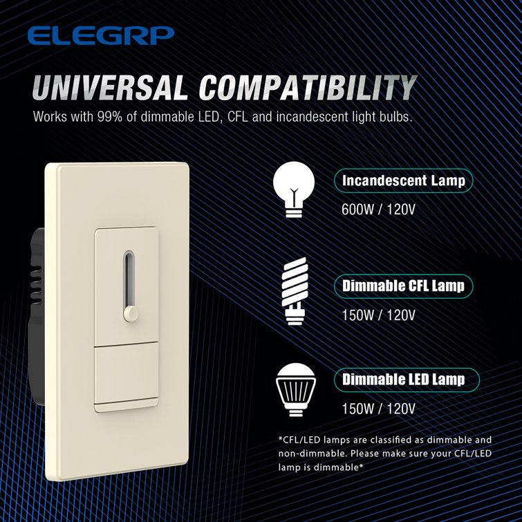 Light Almond Matte Double Pole Slide Dimmer with Wall Plate