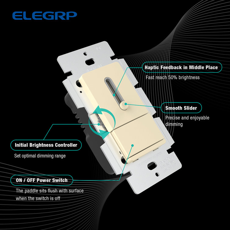Light Almond Matte Double Pole Slide Dimmer with Wall Plate