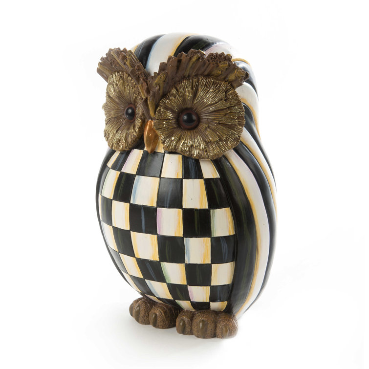 Autumn Charm Courtly Check Resin Owl Figurine