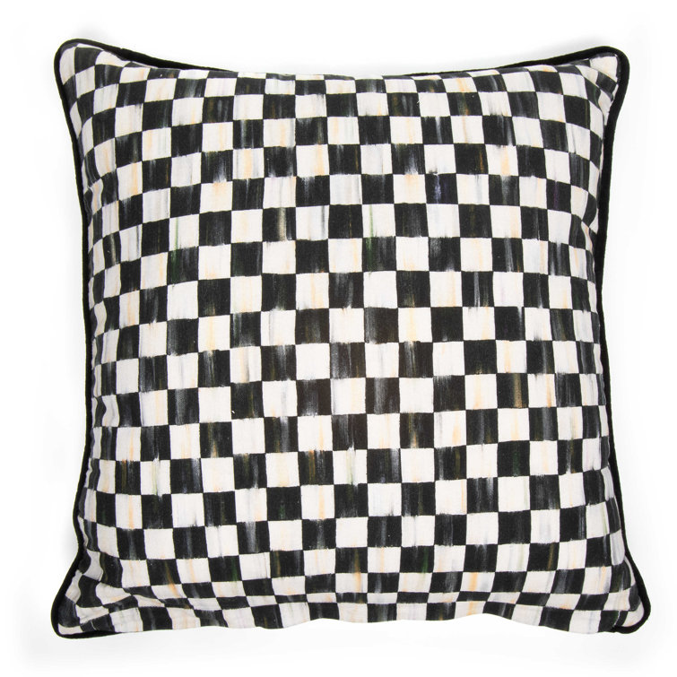 Courtly Check Embroidered Puppy Dot 20in Cotton Kids Throw Pillow