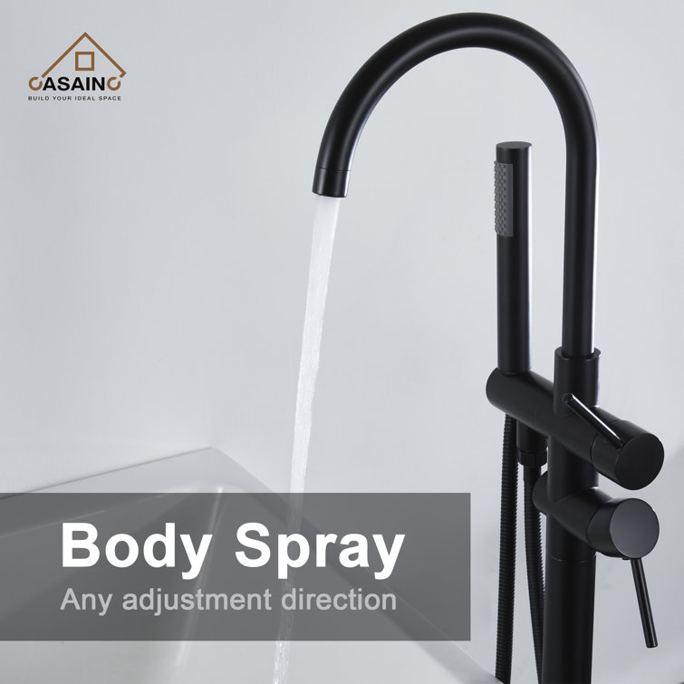 Matte Black Freestanding Tub Faucet with Hand Shower