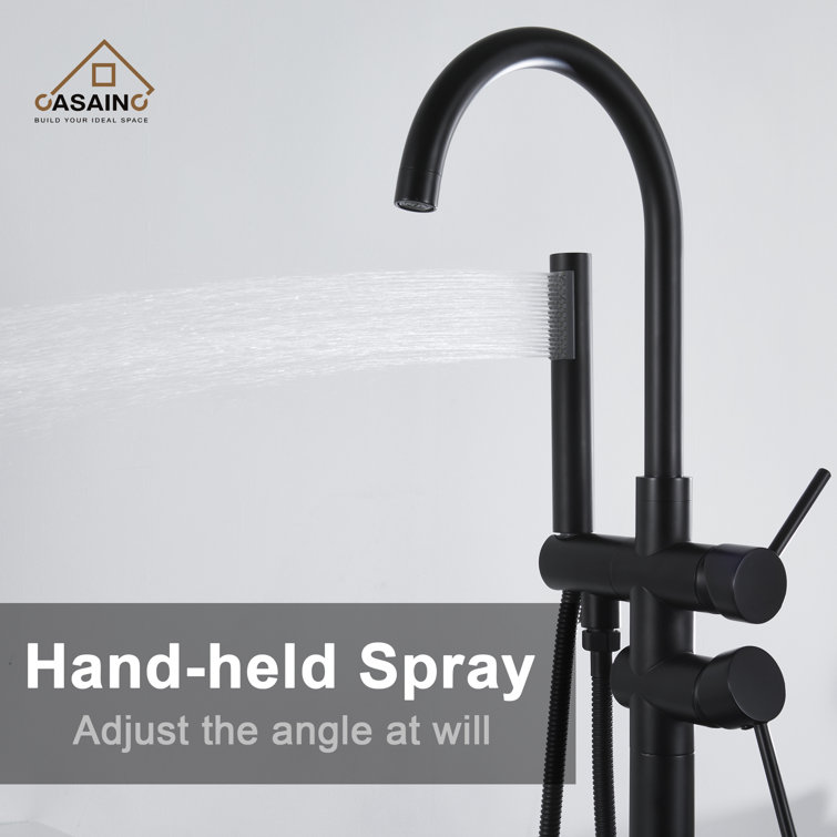 Matte Black Freestanding Tub Faucet with Hand Shower
