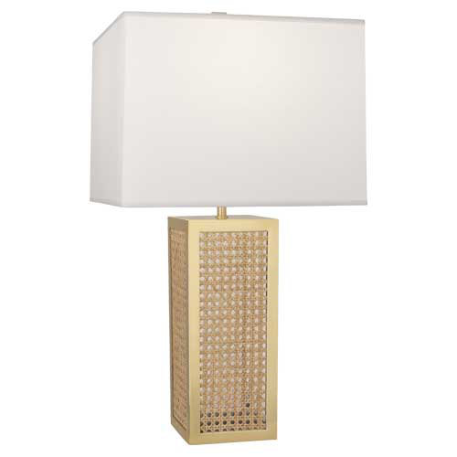 Bellport 27.5" Vintage-Inspired Metal & Rattan Table Lamp, Silver
