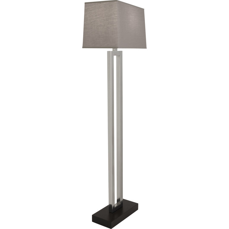 Antique Silver 60'' Metal Floor Lamp with Rectangular Shade
