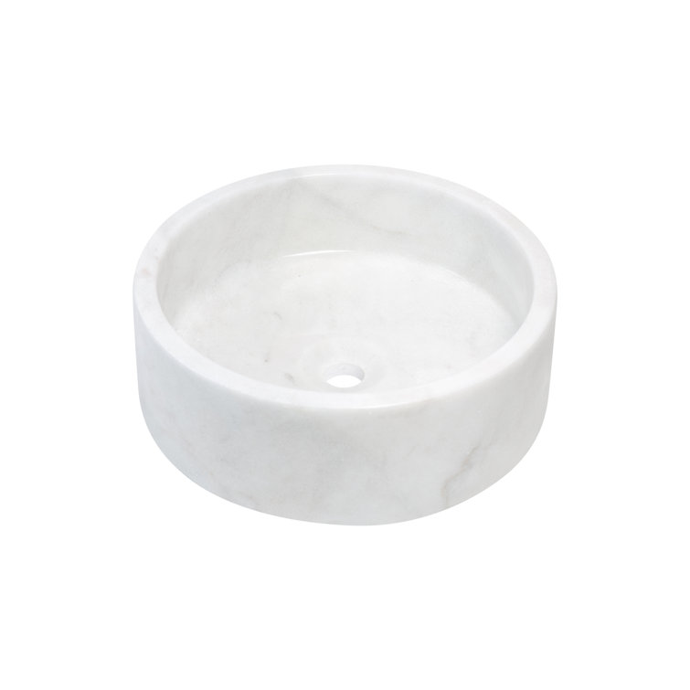 Blizz Blanc Marble Round Bathroom Vessel Sink