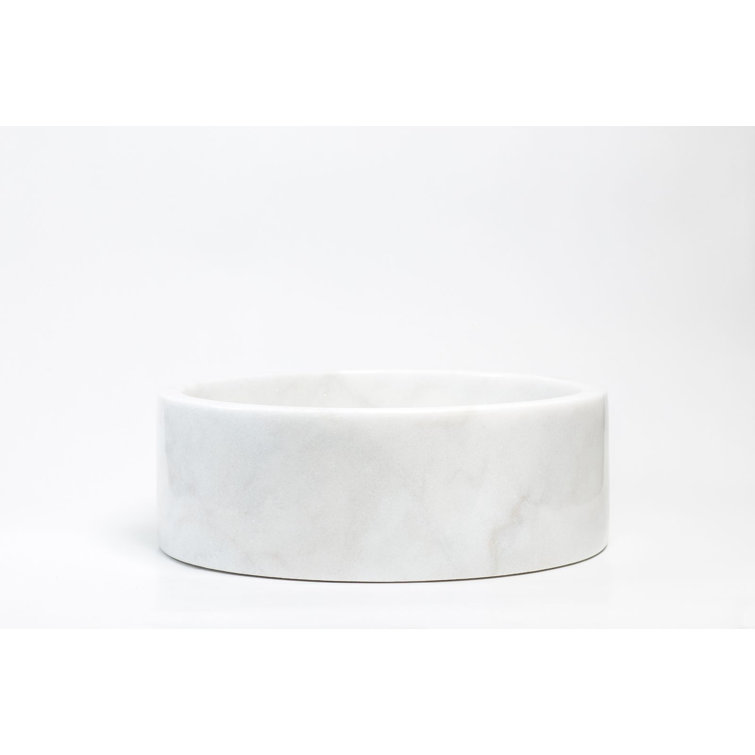 Blizz Blanc Marble Round Bathroom Vessel Sink