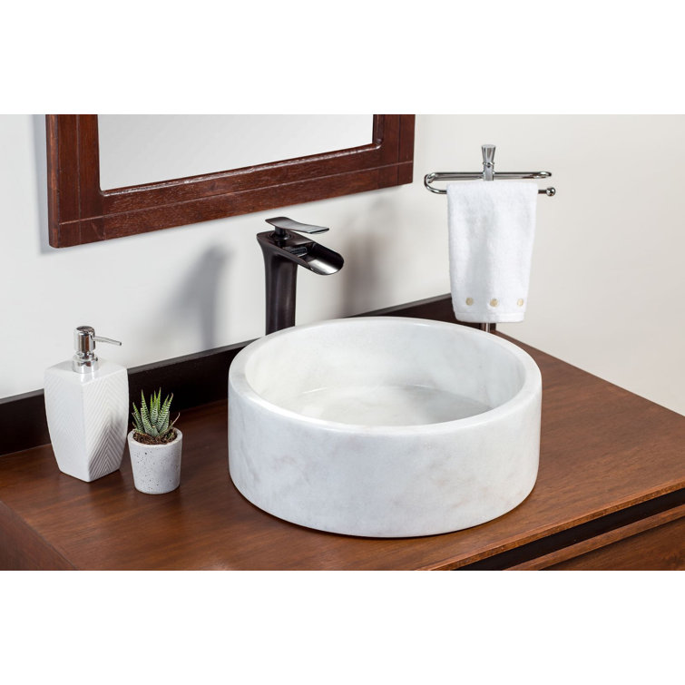 Blizz Blanc Marble Round Bathroom Vessel Sink