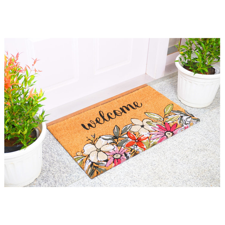 Modern Coconut-Themed Coir Outdoor Doormat 29"L x 17"W
