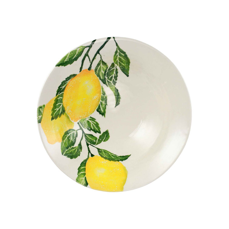 Yellow Ceramic 12" Serving Bowl with Lemon Design