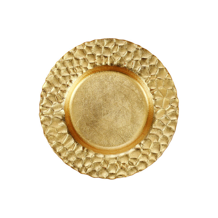 Rufolo 8.5" Round Glass Salad Plate with Platinum Honeycomb