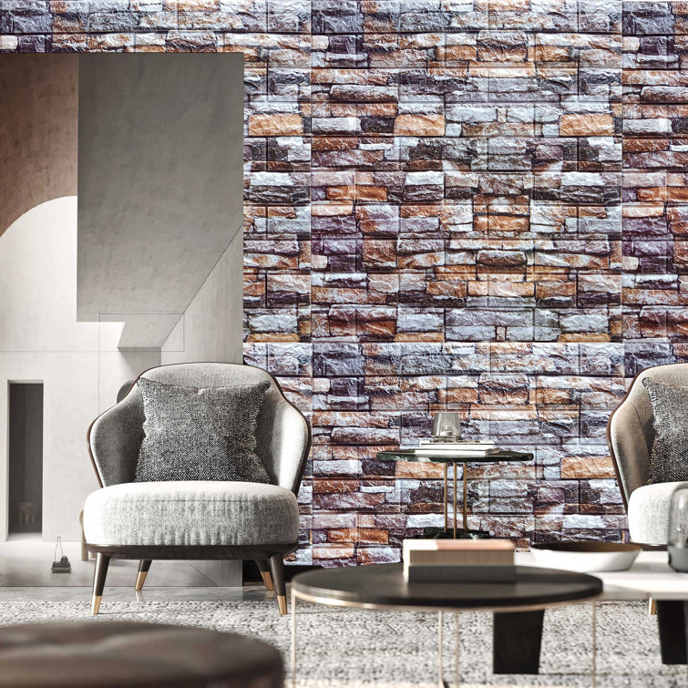 Multicolored Faux Brick 28" x 28" Peel and Stick Wall Panels