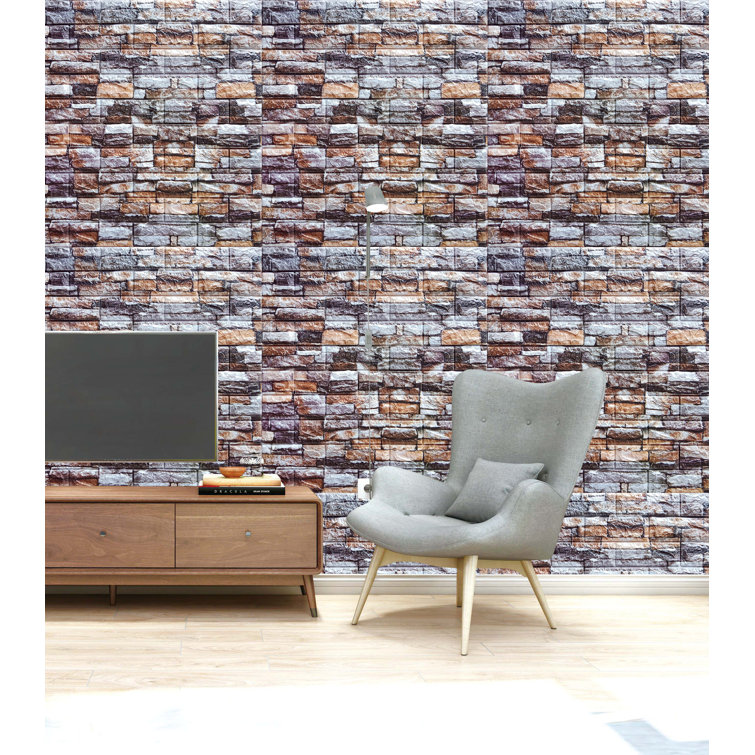 Multicolored Faux Brick 28" x 28" Peel and Stick Wall Panels