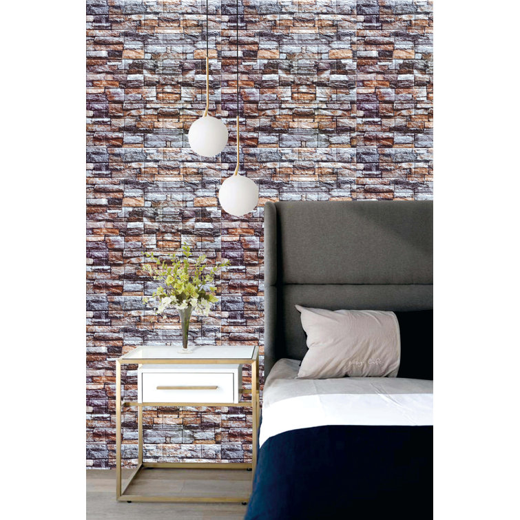 Multicolored Faux Brick 28" x 28" Peel and Stick Wall Panels