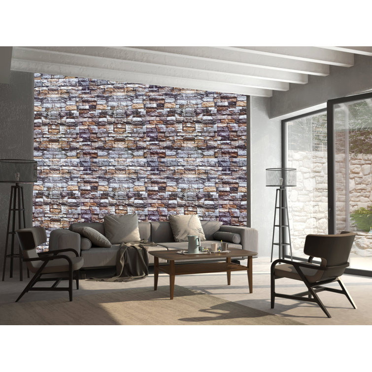 Multicolored Faux Brick 28" x 28" Peel and Stick Wall Panels