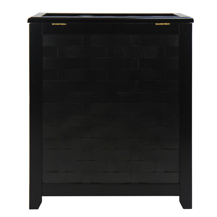 Dark Mahogany Rectangular Wood Laundry Hamper with Lid