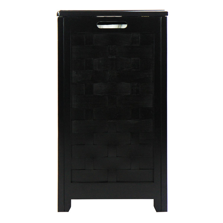 Dark Mahogany Rectangular Wood Laundry Hamper with Lid