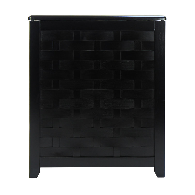 Dark Mahogany Rectangular Wood Laundry Hamper with Lid