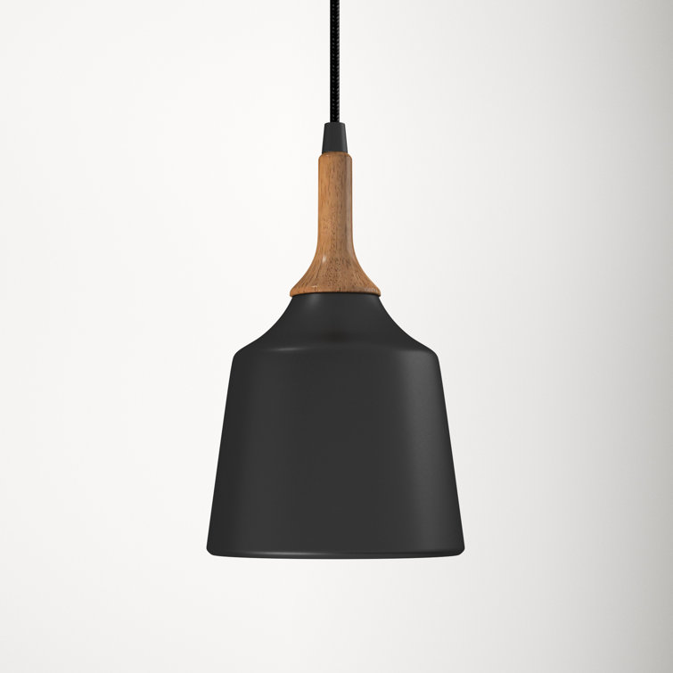 Edmar Black and Wood Single Light Pendant
