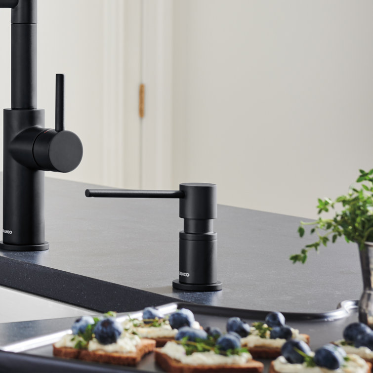 Matte Black Brass Deck-Mounted Soap and Lotion Dispenser