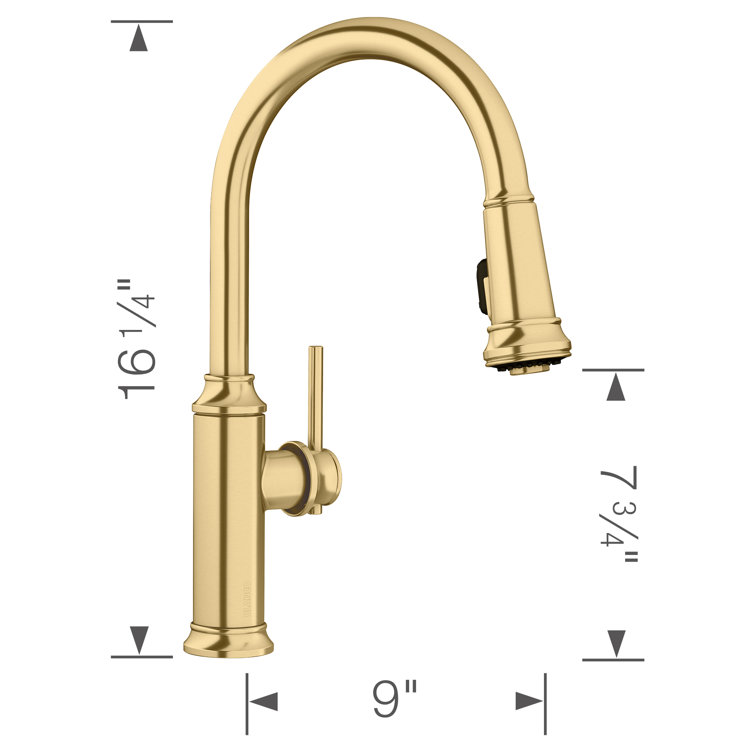Satin Gold High Arc Pull Down Kitchen Faucet