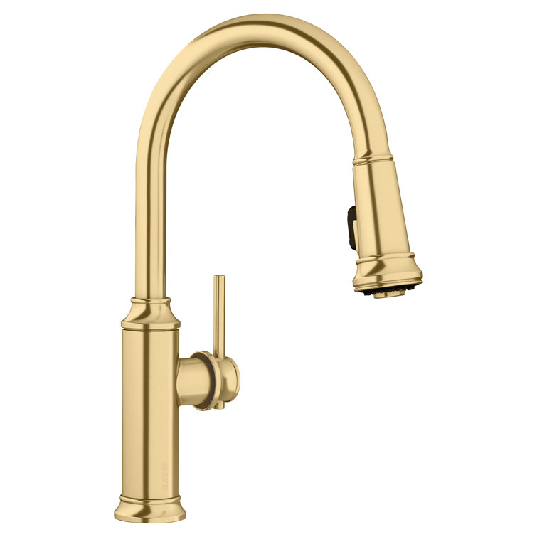 Satin Gold High Arc Pull Down Kitchen Faucet