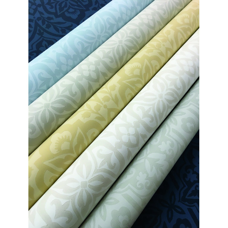 Blue Embossed Damask Removable Wallpaper Roll