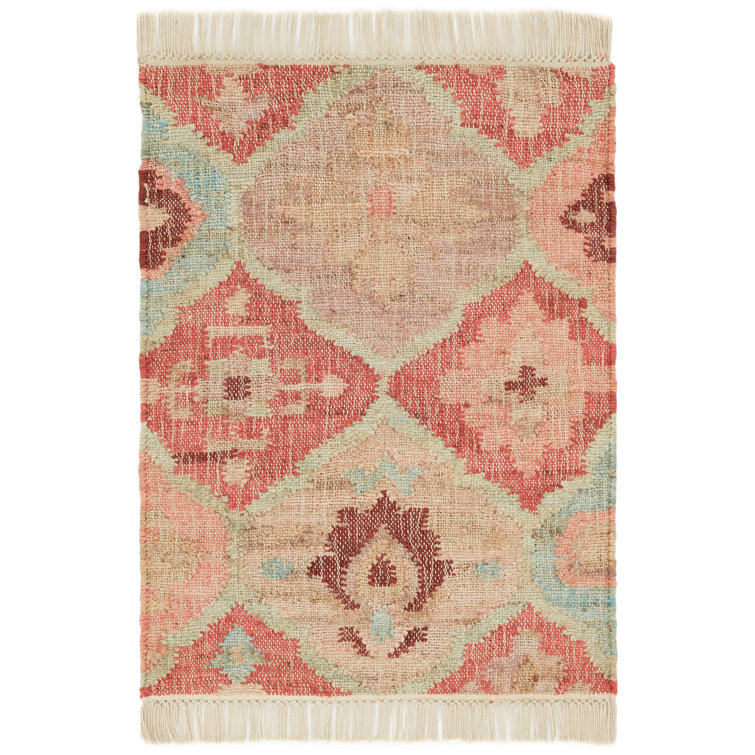 Handwoven Terracotta and Ivory Cotton Medallion Rug 2x3