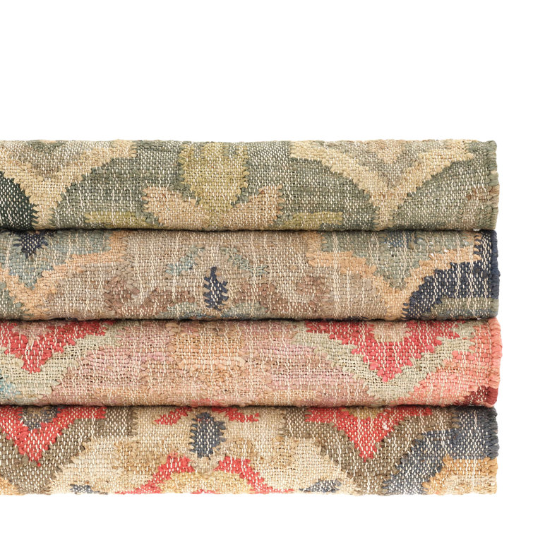 Handwoven Terracotta and Ivory Cotton Medallion Rug 2x3