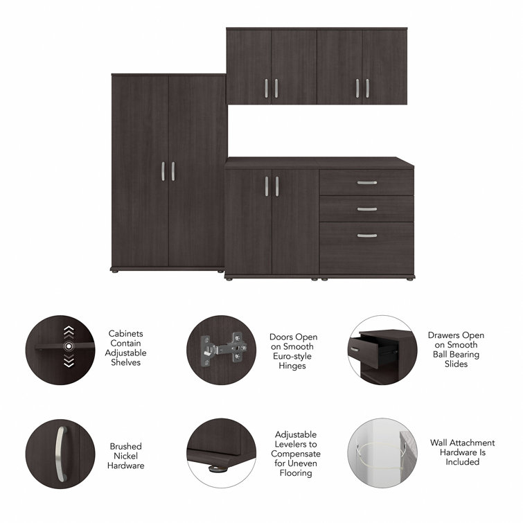 Storm Gray Modular Laundry Room Storage Set with Adjustable Shelving