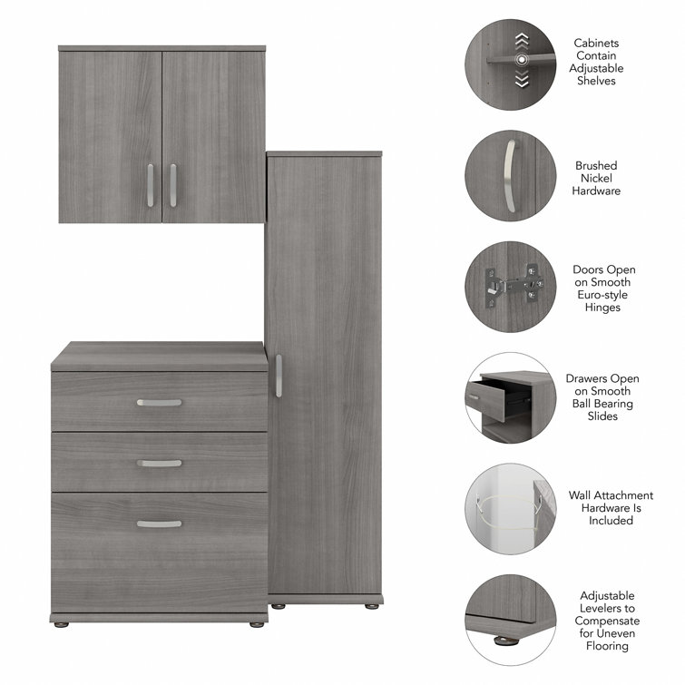 Platinum Gray Modular Laundry Storage Set with Adjustable Shelving